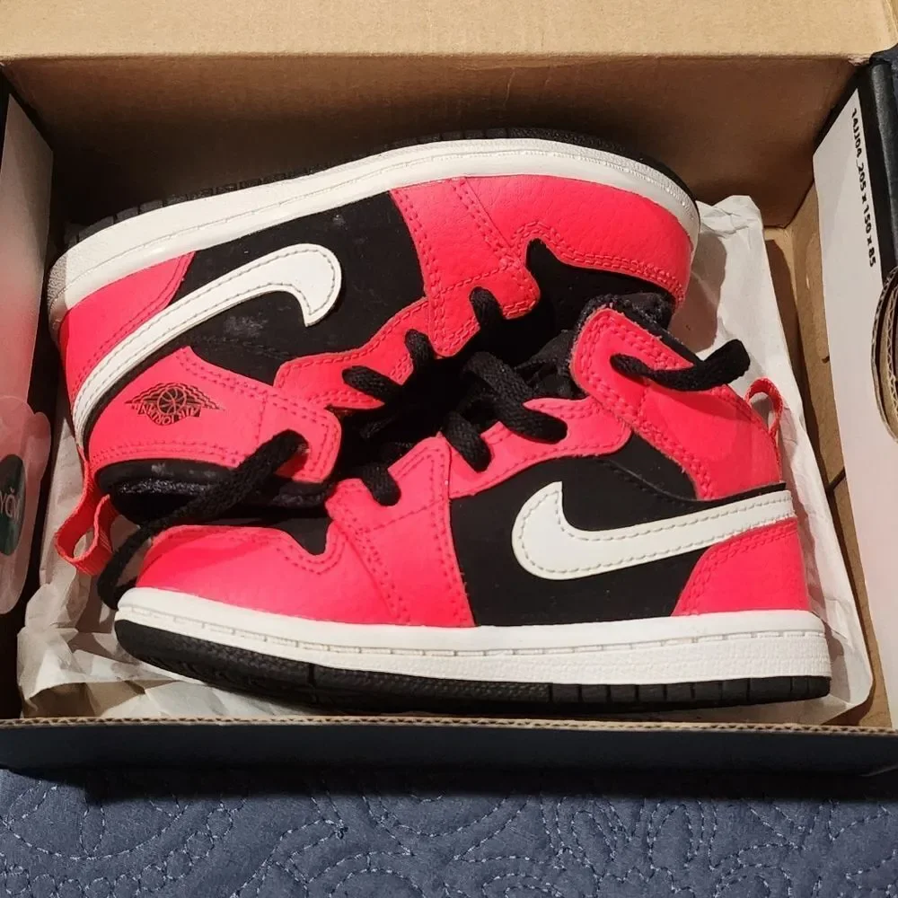 Jordan 1 Mid Black‎ Infrared 23-white Kid Sneakers